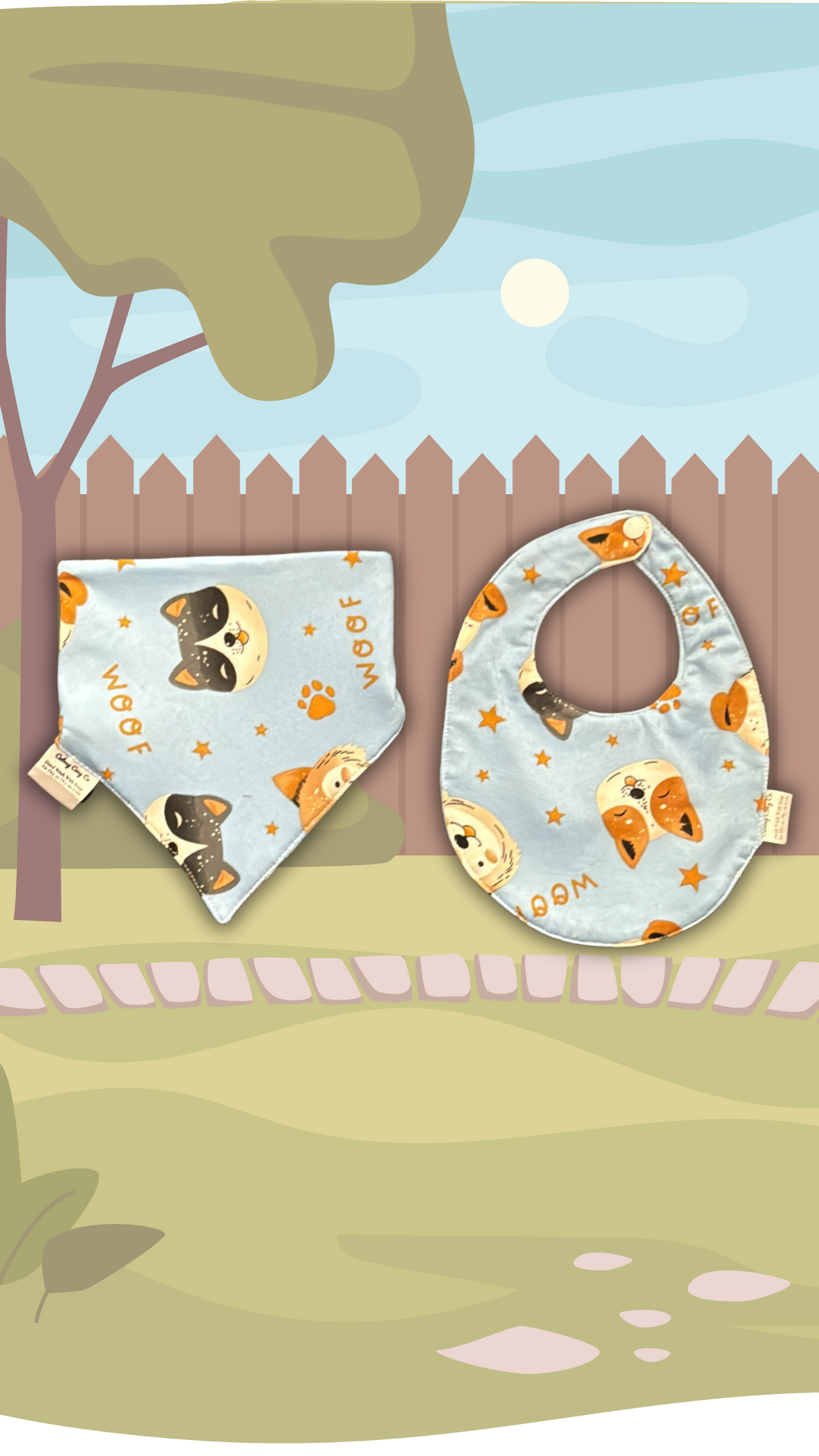 Woof Puppy Print Baby Bib (Set of 2)