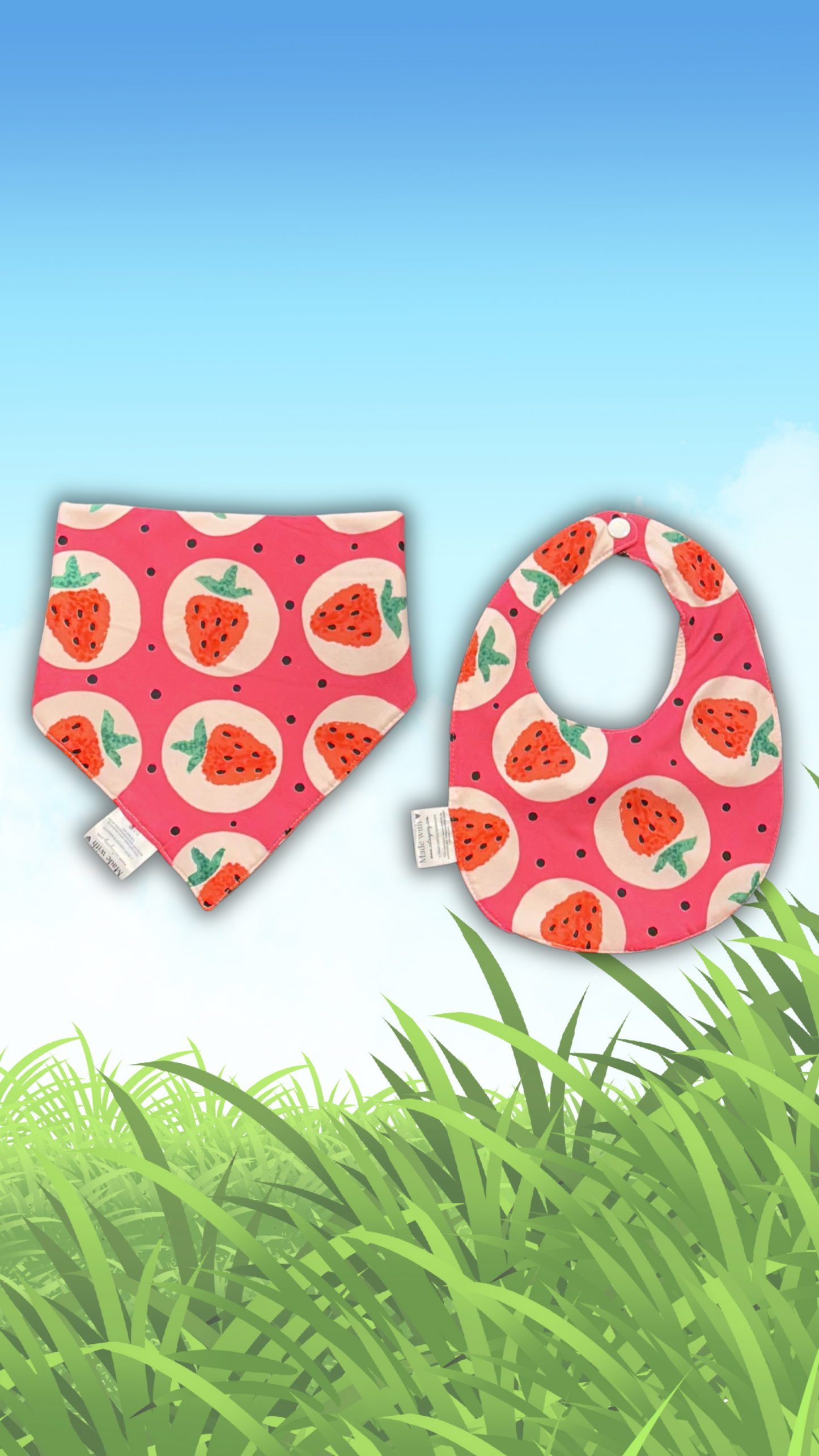 Strawberry Themed Baby Bib (Set of 2)