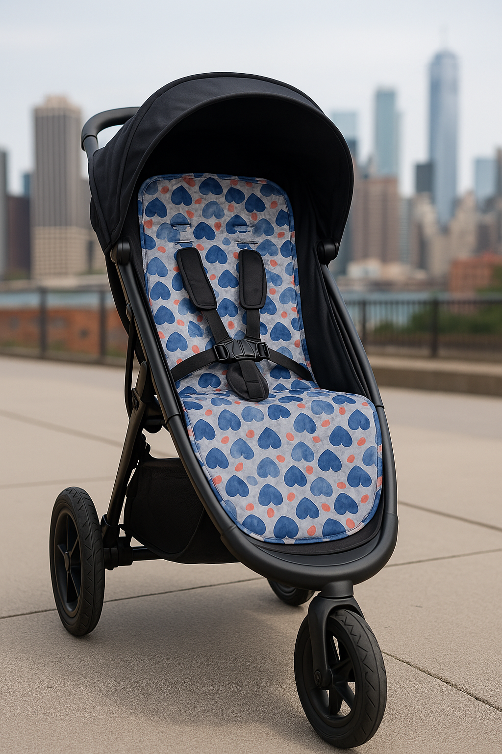 Blue Heart Stroller Liner
