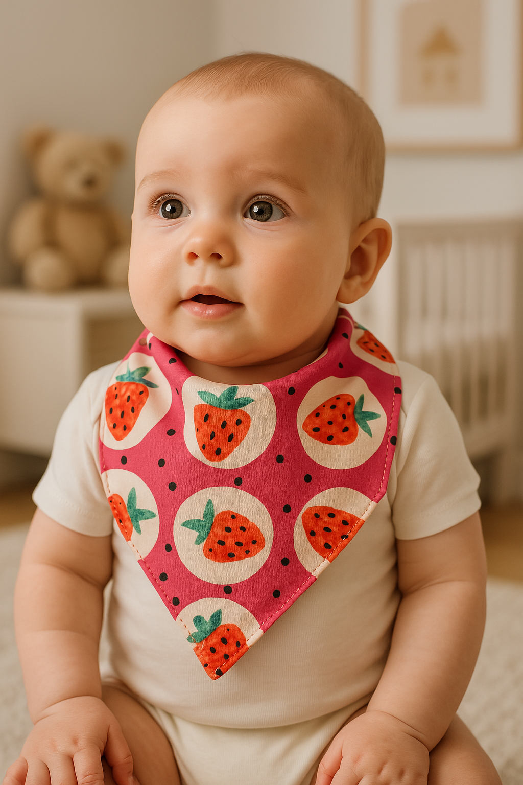 Pink Strawberry Design Baby Bib