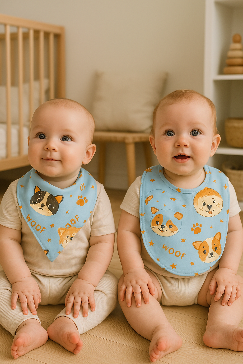 Woof Puppy Print Baby Bib (Set of 2)