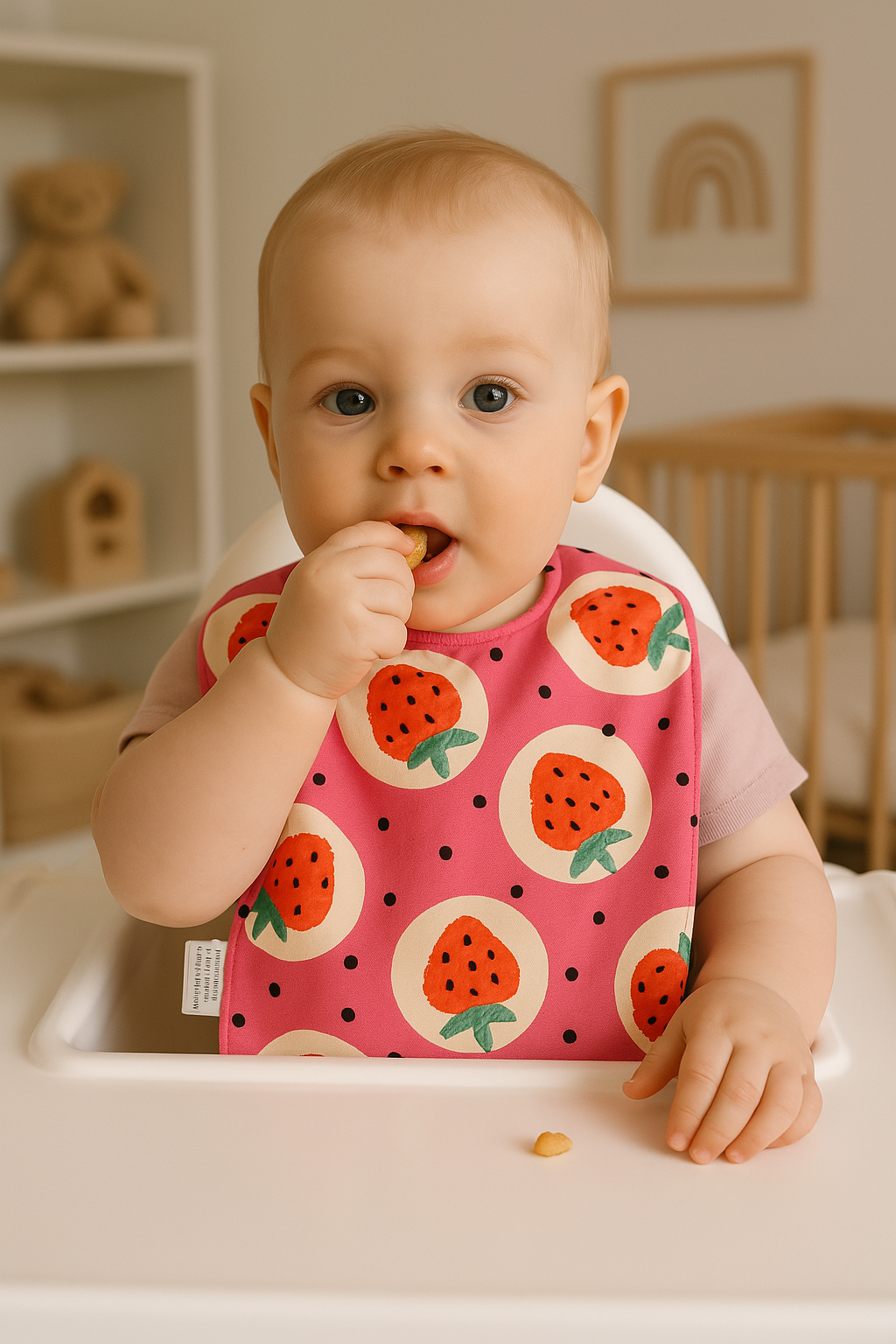 Pink Strawberry Design Baby Bib