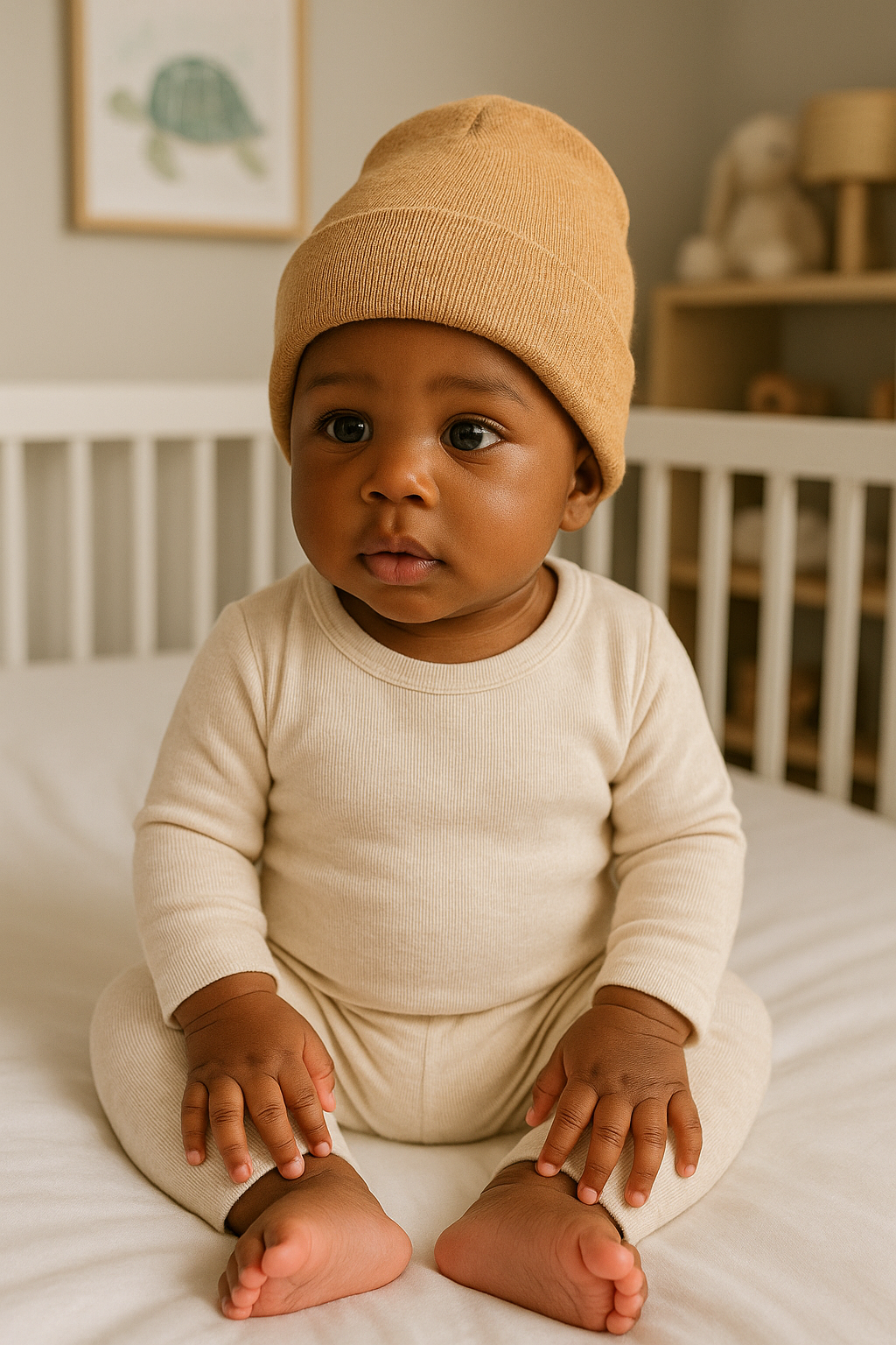 Cozy Knit Cuffed Beanie – Warm Beige Winter Hat