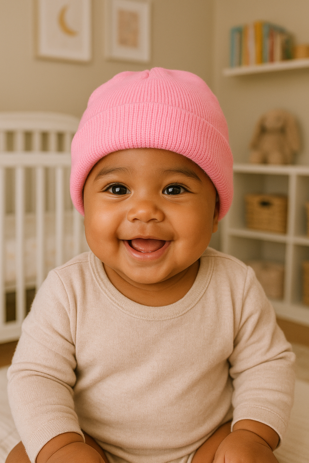 Classic Cuffed Knit Beanie – Cotton Candy Pink