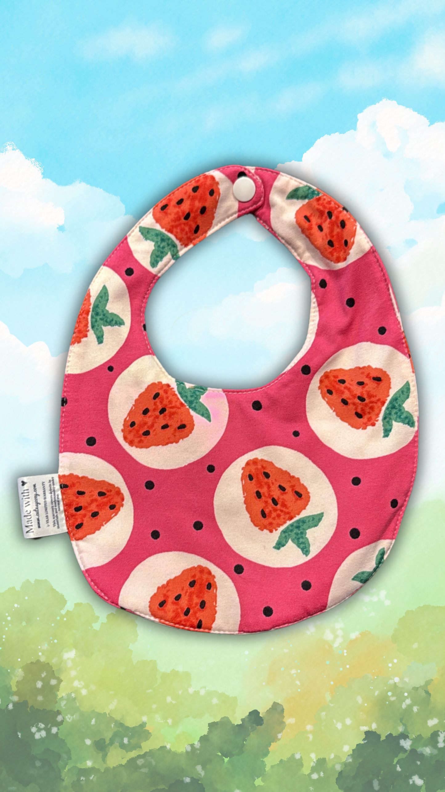 Pink Strawberry Design Baby Bib