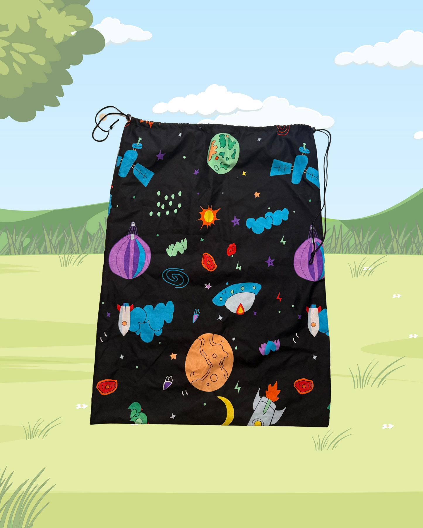 Spaced Themed Fabric Laundry Bag