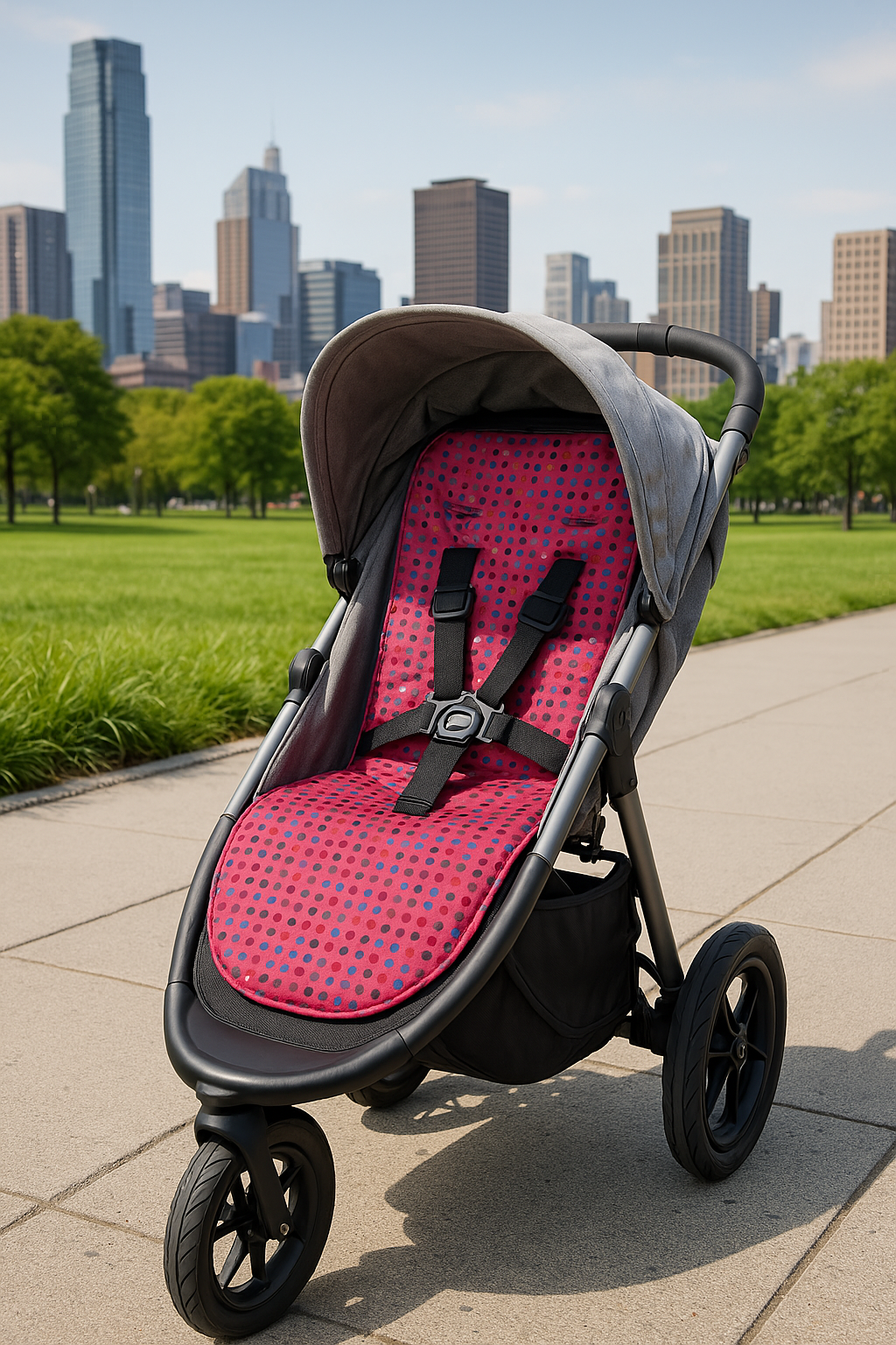Pink Polka Dots Stroller Liner