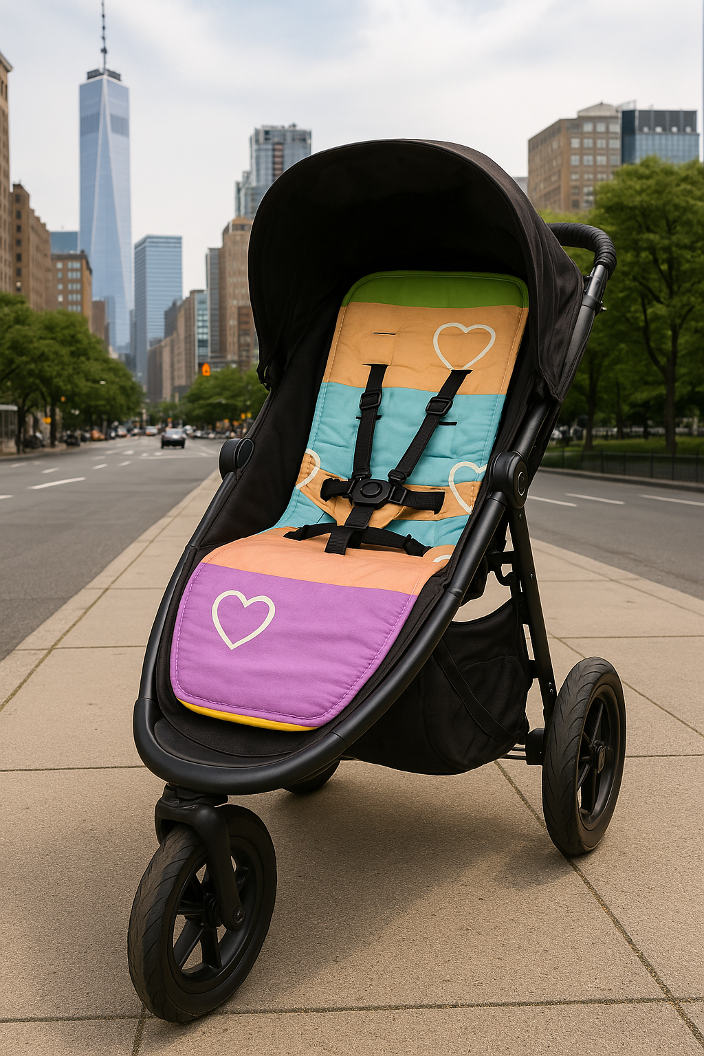 Colorful Hearts Stroller Liner