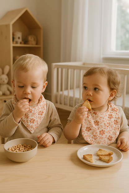 Pink Floral Themed Baby Bib (Set of 2)