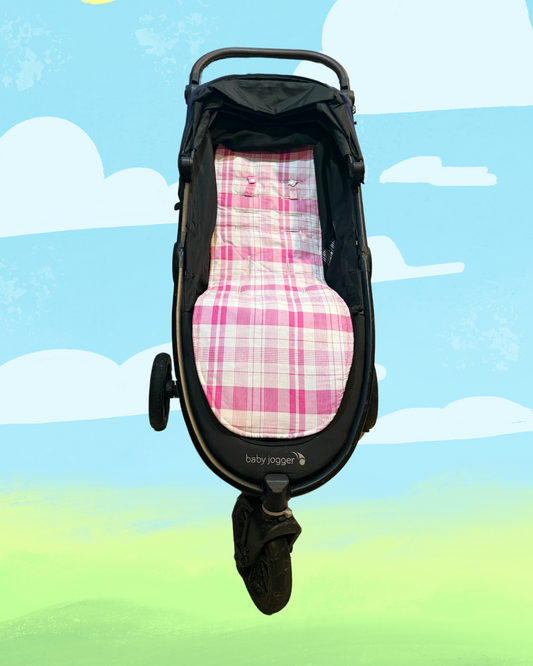 Pink Plaid Stroller Liner